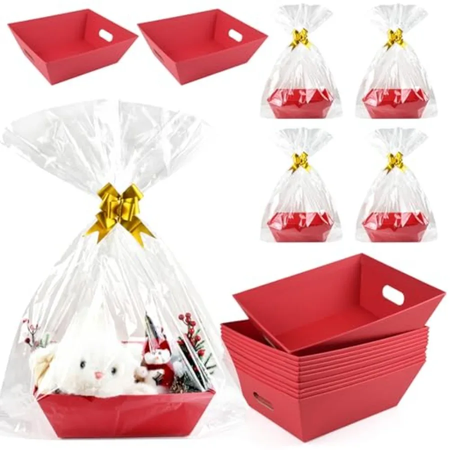 10 Pack Kraft Empty Gift Baskets with Bags and Bows Large 12x10" Sturdy Cardboard Baskets for Gifts Empty to Fill Bulk Gift Bas
10 Pack Kraft Empty Gift Baskets with Bags and Bows Large 12x10" Sturdy Cardboard Baskets for Gifts Empty to Fill Bulk Gift Bas