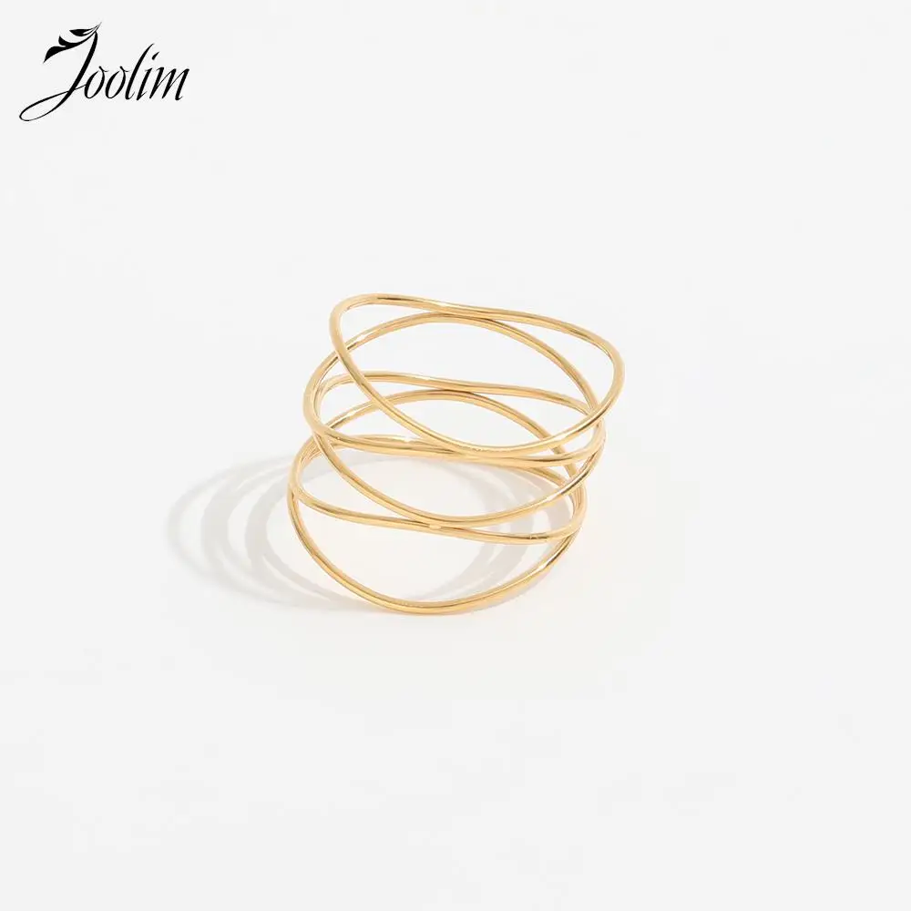 Joolim Jewelry Wholesale High End PVD No Fade Personality Multilayer Spring Linellae Stainless Steel Ring Trendy For Women 
Joolim Jewelry Wholesale High End PVD No Fade Personality Multilayer Spring Linellae Stainless Steel Ring Trendy For Women