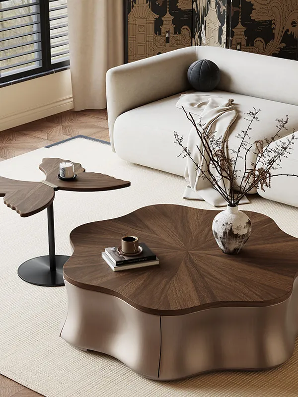 Итальянский минималистичный журнальный столик для гостиной, для небольшой квартиры, комбинированный журнальный столик необычной формы в форме лепестка.
Итальянский минималистичный журнальный столик для гостиной, для небольшой квартиры, комбинированный журнальный столик необычной формы в форме лепестка.