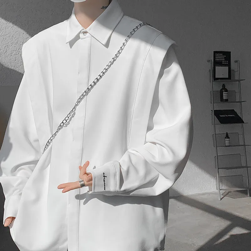Splicing Shoulder White Shirt Men's Spring And Autumn Holiday Two Pieces Casual Trend Niche Design Sense Long Sleeve Shirt Jacke
Splicing Shoulder White Shirt Men's Spring And Autumn Holiday Two Pieces Casual Trend Niche Design Sense Long Sleeve Shirt Jacke