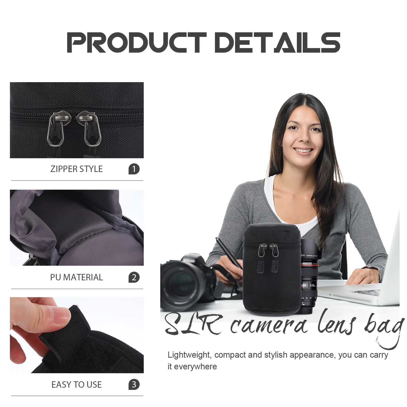 Camera Lens Pouch Premium Pu Material Compact Lightweight Shockproof Waterproof Protection For Dslr Anti-Collision
Camera Lens Pouch Premium Pu Material Compact Lightweight Shockproof Waterproof Protection For Dslr Anti-Collision