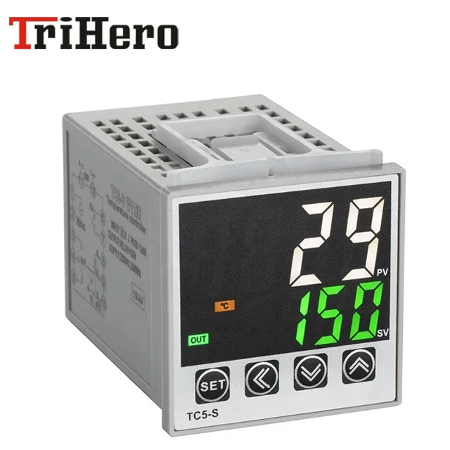 Trihero TC5 industrial thermostat TCN4S digital PID Temperature Controller with output SSR and Relay selectable
Trihero TC5 industrial thermostat TCN4S digital PID Temperature Controller with output SSR and Relay selectable