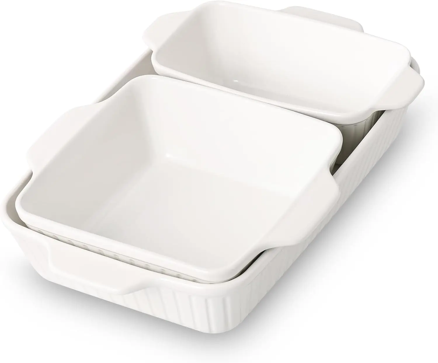 3-Piece Ceramic Baking Dish Set, Oven Safe to 450°F, Nesting Design, White
3-Piece Ceramic Baking Dish Set, Oven Safe to 450°F, Nesting Design, White