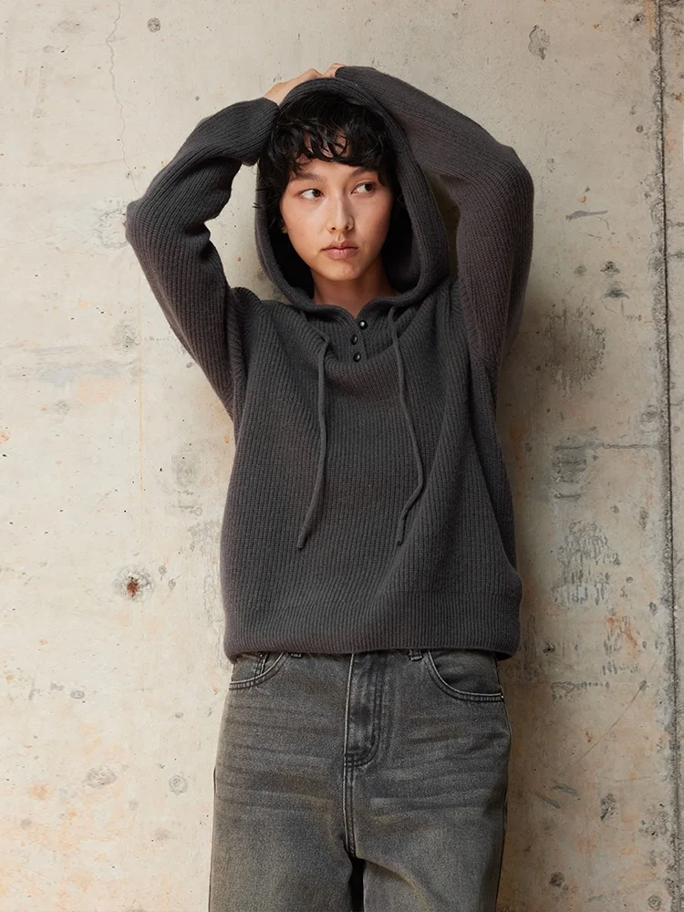 Женский вязаный шерстяной свитер Tuytuy Simple с капюшоном, свободного кроя, из чистой шерсти, для повседневной носки, осень-зима
Женский вязаный шерстяной свитер Tuytuy Simple с капюшоном, свободного кроя, из чистой шерсти, для повседневной носки, осень-зима