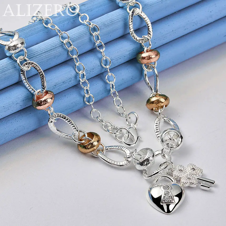 ALIZERO 925 Sterling Silver Necklace Zirconia Clover Key Heart Lock Pendant Necklaces For Women Charm Fashion Jewelry
ALIZERO 925 Sterling Silver Necklace Zirconia Clover Key Heart Lock Pendant Necklaces For Women Charm Fashion Jewelry