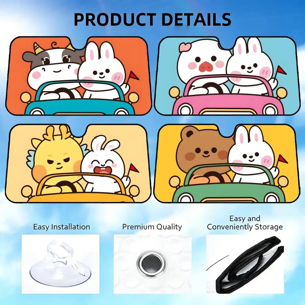 T-The little rabbit and her friends Sun Visor UV Resistant Car Sunshade, Cute Whimsical Personalized Windshield Sun Visor Cover
T-The little rabbit and her friends Sun Visor UV Resistant Car Sunshade, Cute Whimsical Personalized Windshield Sun Visor Cover
