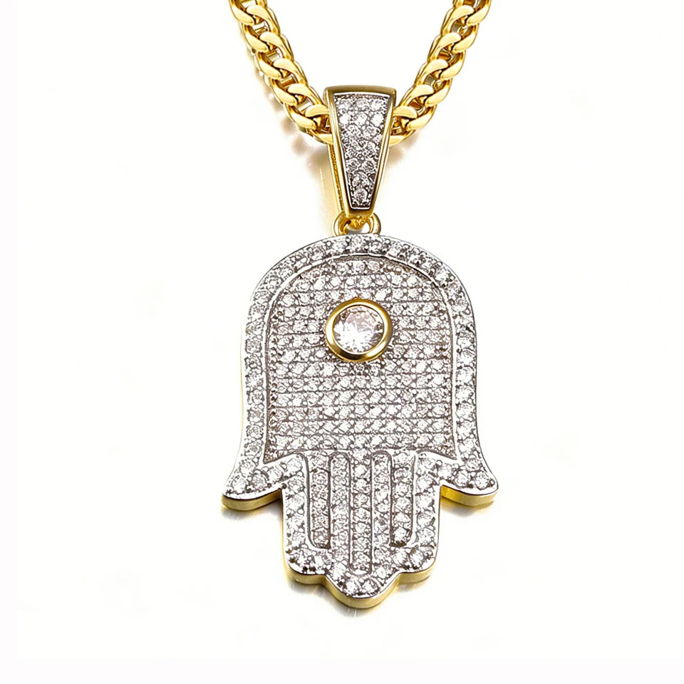 VANAXIN Iced Out Hamsa Hand Pendant Necklace 14K Gold Plated Cubic Zirconia Paved Hip Hop Bling Charm for Men Women Punk Jewelry
VANAXIN Iced Out Hamsa Hand Pendant Necklace 14K Gold Plated Cubic Zirconia Paved Hip Hop Bling Charm for Men Women Punk Jewelry