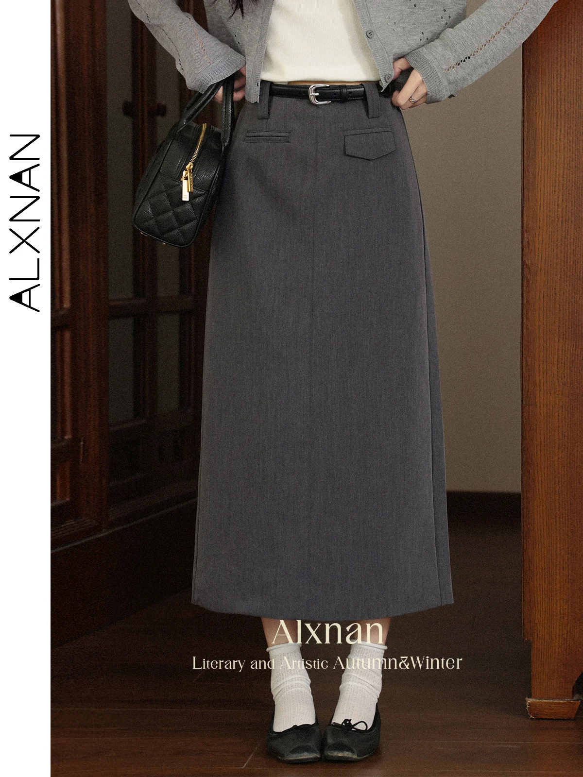 ALXNAN Gray Women's Skirt Long A-line High-waist Office Lady Skirts 2025 Autumn Fashion Elegant Casual Female Clothing L56753
ALXNAN Gray Women's Skirt Long A-line High-waist Office Lady Skirts 2025 Autumn Fashion Elegant Casual Female Clothing L56753