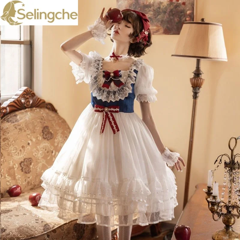 Lolita Snow Dance Dress Light Flower Wedding Short Sleeve SP Dress Summer Hollow Lace Bow Role Playing Dress
Lolita Snow Dance Dress Light Flower Wedding Short Sleeve SP Dress Summer Hollow Lace Bow Role Playing Dress