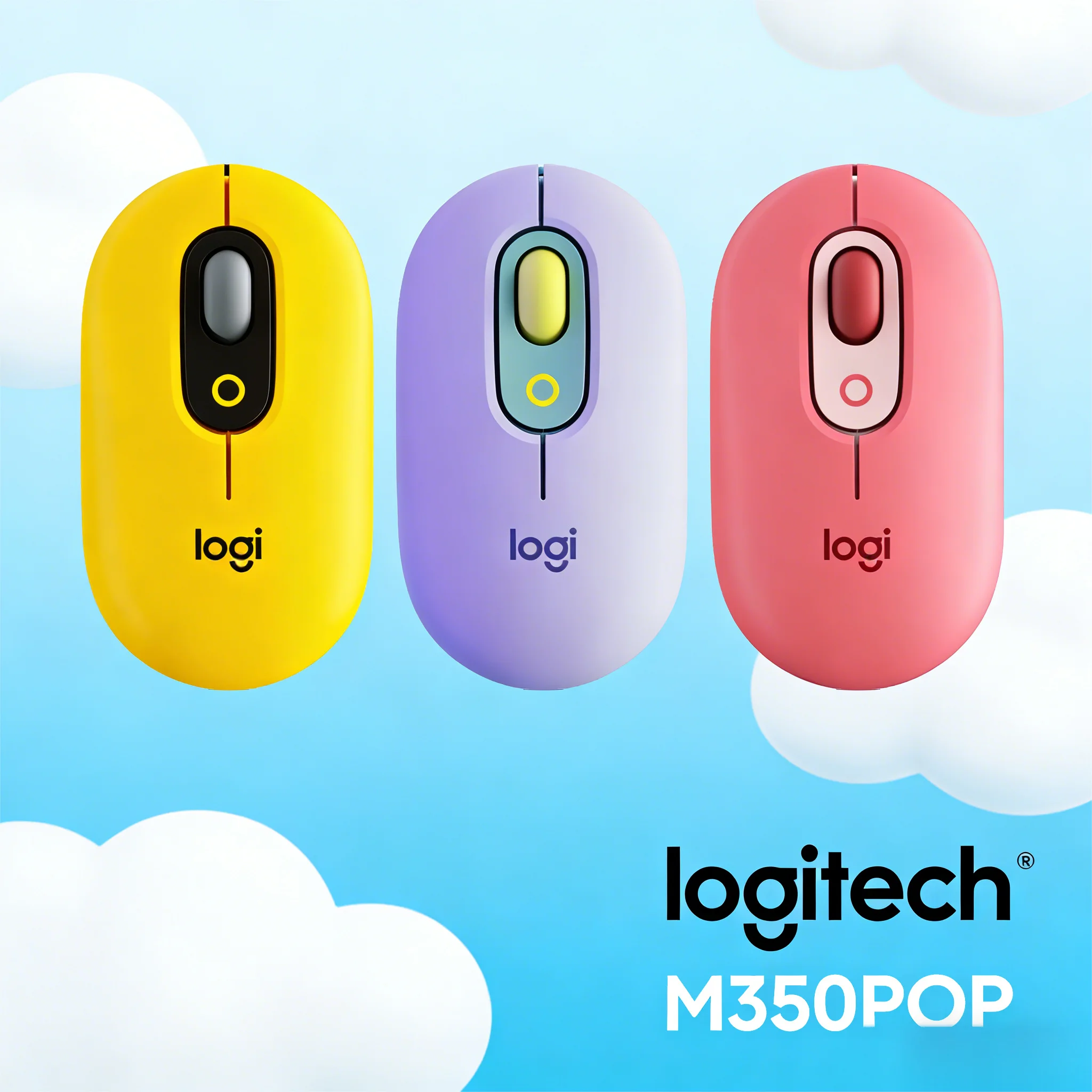 M350 POP Logitech Wireless Mouse, Bluetooth Multi-Device, Stable Connection for Home & Office Use