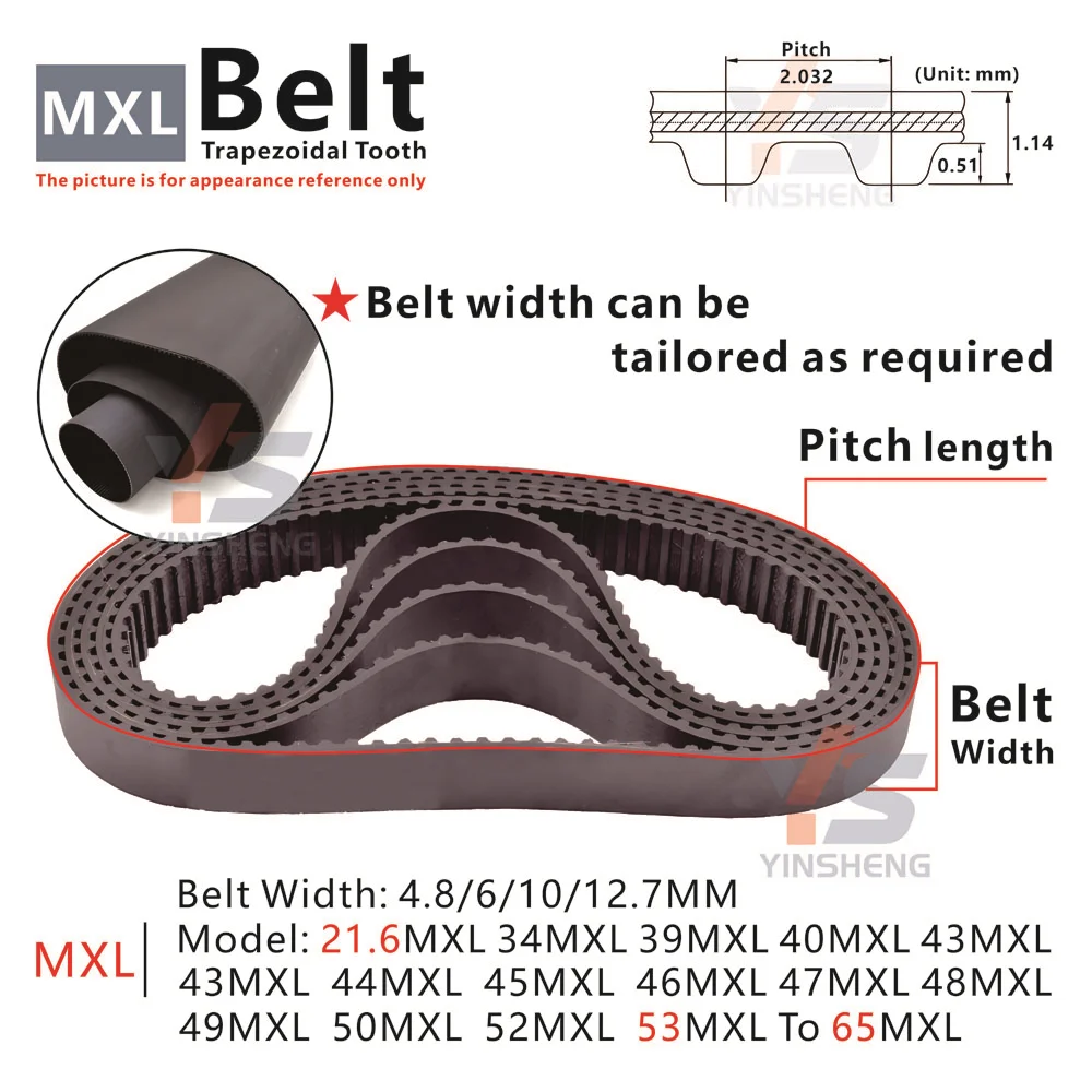 MXL High Torque Sync Tooth Belt B27MXL 34MXL 39MXL 40MXL 43MXL 44MXL 45MXL 46MXL 47MXL 48MXL 49MXL 50MXL To 65MXL Timing Belt
MXL High Torque Sync Tooth Belt B27MXL 34MXL 39MXL 40MXL 43MXL 44MXL 45MXL 46MXL 47MXL 48MXL 49MXL 50MXL To 65MXL Timing Belt