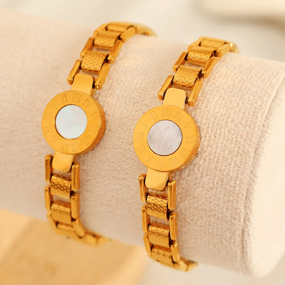 Stainless Steel Gold Color Chunky Watch Band Bracelet Roman Numeral Bracelet for Women Girl Fashion Simple Jewelry Party Japan
Stainless Steel Gold Color Chunky Watch Band Bracelet Roman Numeral Bracelet for Women Girl Fashion Simple Jewelry Party Japan