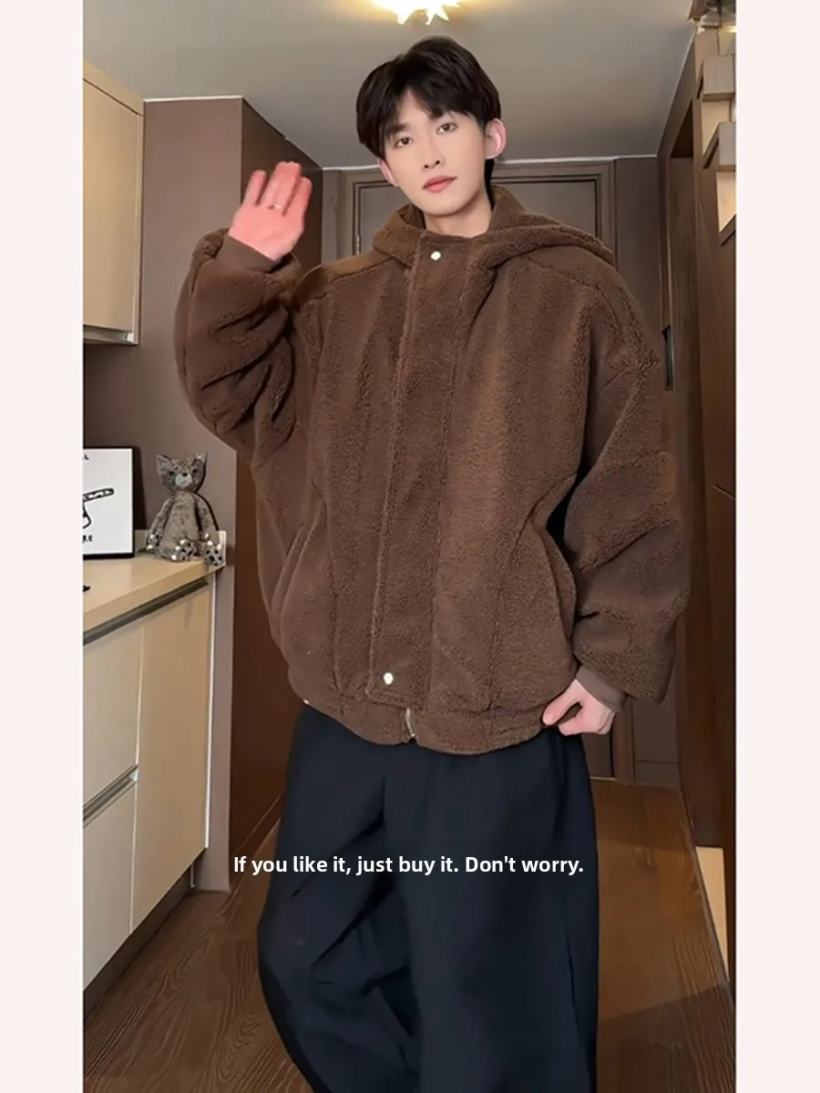 Caramel Lamb Velvet Cotton Jaet Men's Winter American Retro Warmth Soft Hat Cotton Coat Outerwear Polyester Fiber Zipper
Caramel Lamb Velvet Cotton Jaet Men's Winter American Retro Warmth Soft Hat Cotton Coat Outerwear Polyester Fiber Zipper