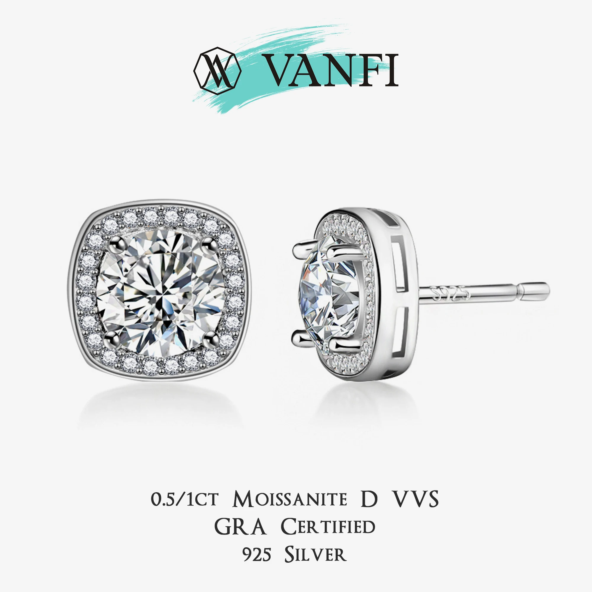 Классические серьги-гвоздики Kfvanfi с муассанитом для женщин, высококачественные сертифицированные стерлингового серебра 925 пробы, роскошные ювелирные изделия с покрытием из белого золота 
Классические серьги-гвоздики Kfvanfi с муассанитом для женщин, высококачественные сертифицированные стерлингового серебра 925 пробы, роскошные ювелирные изделия с покрытием из белого золота