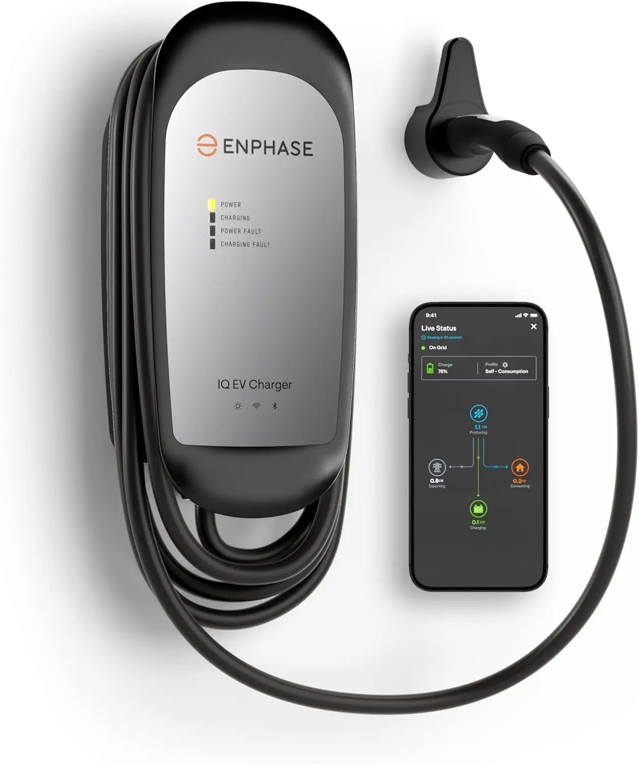 NACS Connector 64 Amp Hardwired EV Charger - Enphase IQ 80, Level 2 Smart Charger with Wi-Fi, Safety Certified, Indoor/Outdoor, 25ft Rugged Cable, Charges Tesla Electric
NACS Connector 64 Amp Hardwired EV Charger - Enphase IQ 80, Level 2 Smart Charger with Wi-Fi, Safety Certified, Indoor/Outdoor, 25ft Rugged Cable, Charges Tesla Electric