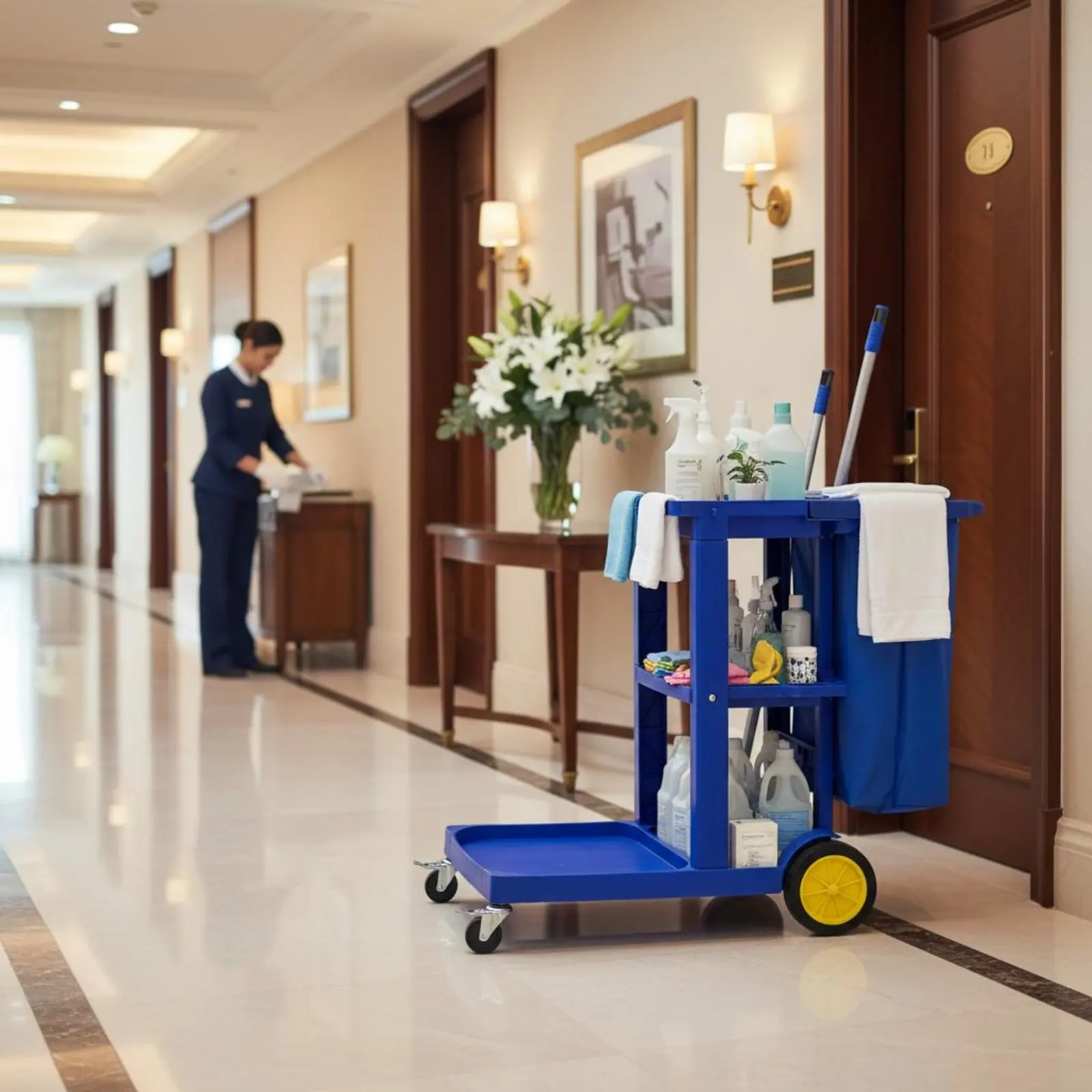 Professional Cleaning Trolley Large Capacity Janitorial Cart with Bag Multi-Shelf Utility Cart Sturdy Duty for Housekeepers
Professional Cleaning Trolley Large Capacity Janitorial Cart with Bag Multi-Shelf Utility Cart Sturdy Duty for Housekeepers