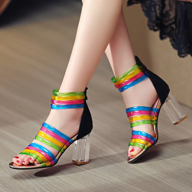 Rainbow Shoes Woman Sandals Ankle Strap Wedding Party Shoes Pointed Women Transparent Shoes 8cm High Heels Big 43
Rainbow Shoes Woman Sandals Ankle Strap Wedding Party Shoes Pointed Women Transparent Shoes 8cm High Heels Big 43