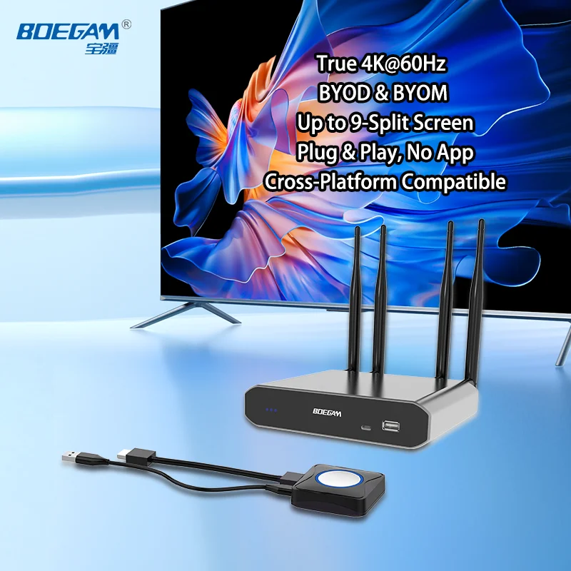 Беспроводная система сотрудничества 4K BYOM с передатчиком и приемником для конференц-залов
Беспроводная система сотрудничества 4K BYOM с передатчиком и приемником для конференц-залов