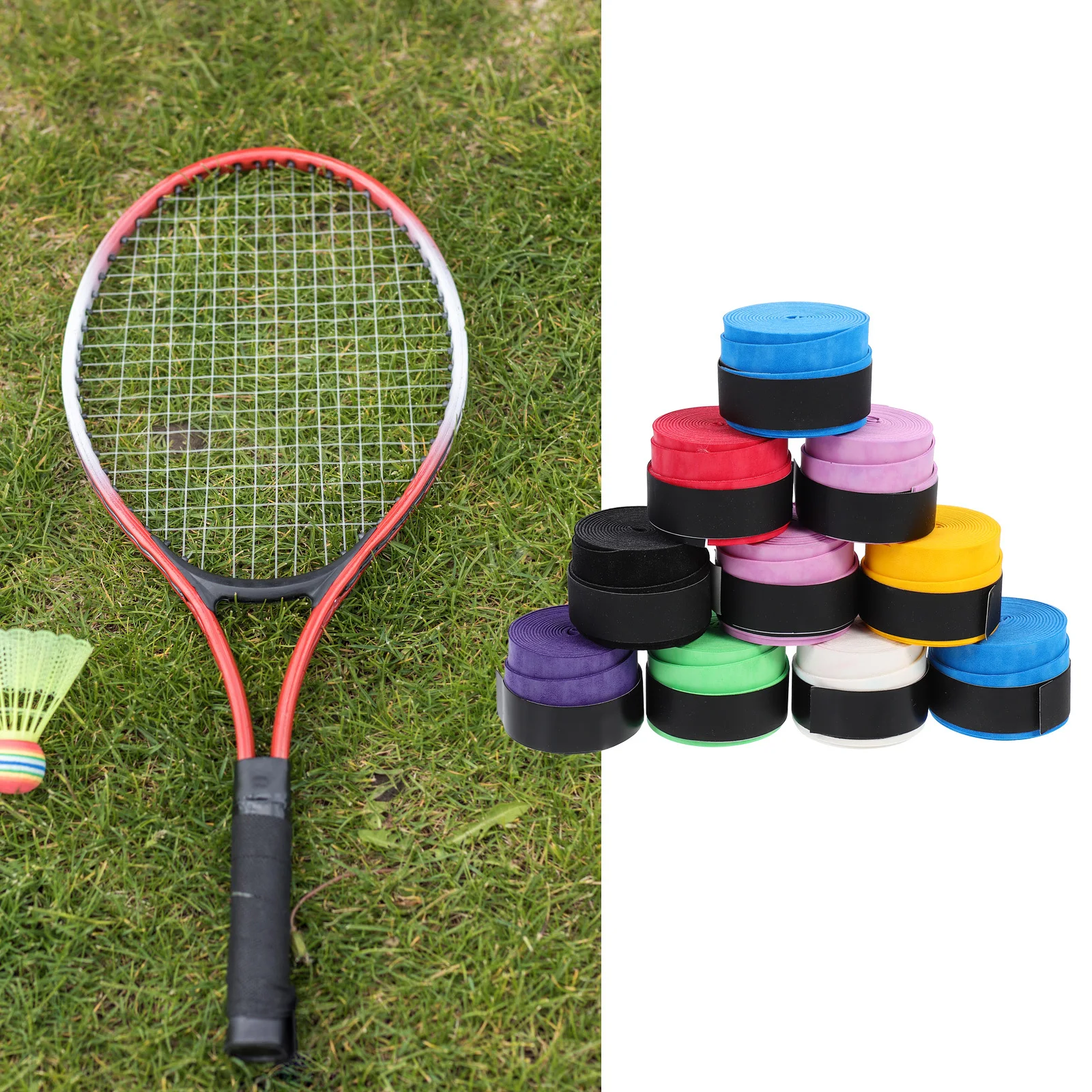 12Pcs PU Racket Overgrips Anti-Slip Breathable Sweat Absorption Tennis Badminton Racket Grip Tape Outdoor Sports Accessories
12Pcs PU Racket Overgrips Anti-Slip Breathable Sweat Absorption Tennis Badminton Racket Grip Tape Outdoor Sports Accessories