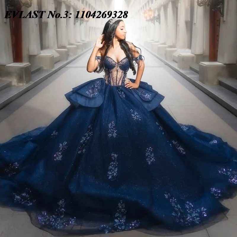 EVLAST индивидуальное темно-синее платье Quinceanera, бальное платье с блестящей аппликацией и бисером, многоуровневое сладкое платье 16, Vestidos 15 De Anos E3Q866
EVLAST индивидуальное темно-синее платье Quinceanera, бальное платье с блестящей аппликацией и бисером, многоуровневое сладкое платье 16, Vestidos 15 De Anos E3Q866