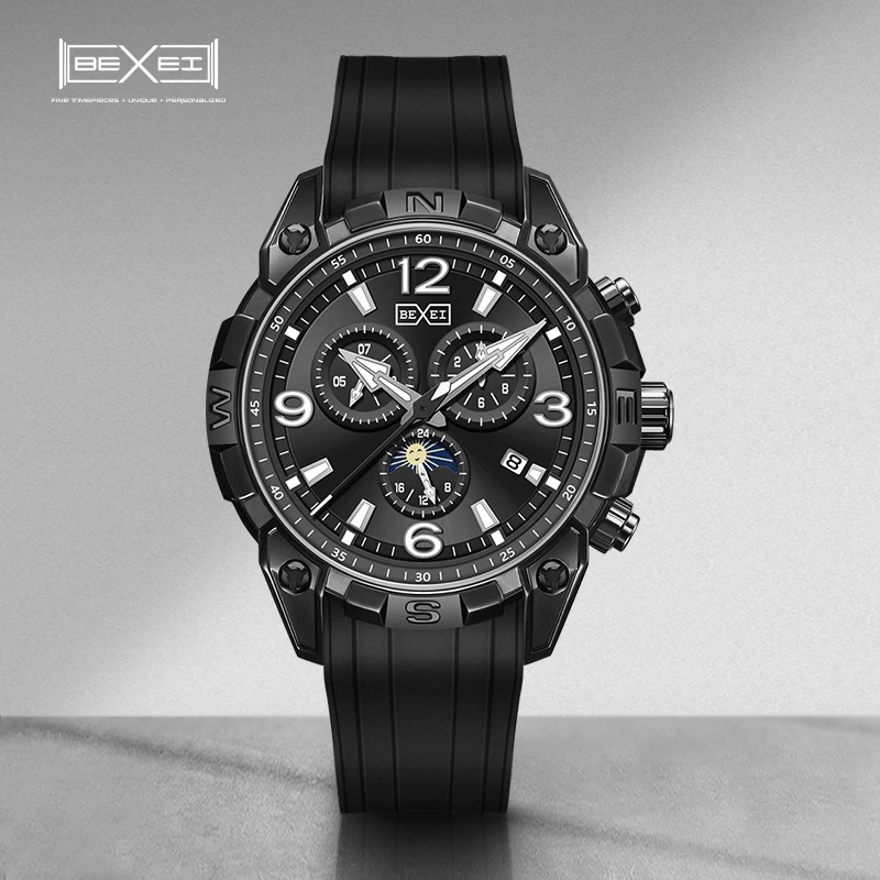 BEXEI 9206 Black Warrior Month Day Week Calendar 24H Multi-Function mechanical Automatic Movement Man watch sapphire Crystal
BEXEI 9206 Black Warrior Month Day Week Calendar 24H Multi-Function mechanical Automatic Movement Man watch sapphire Crystal