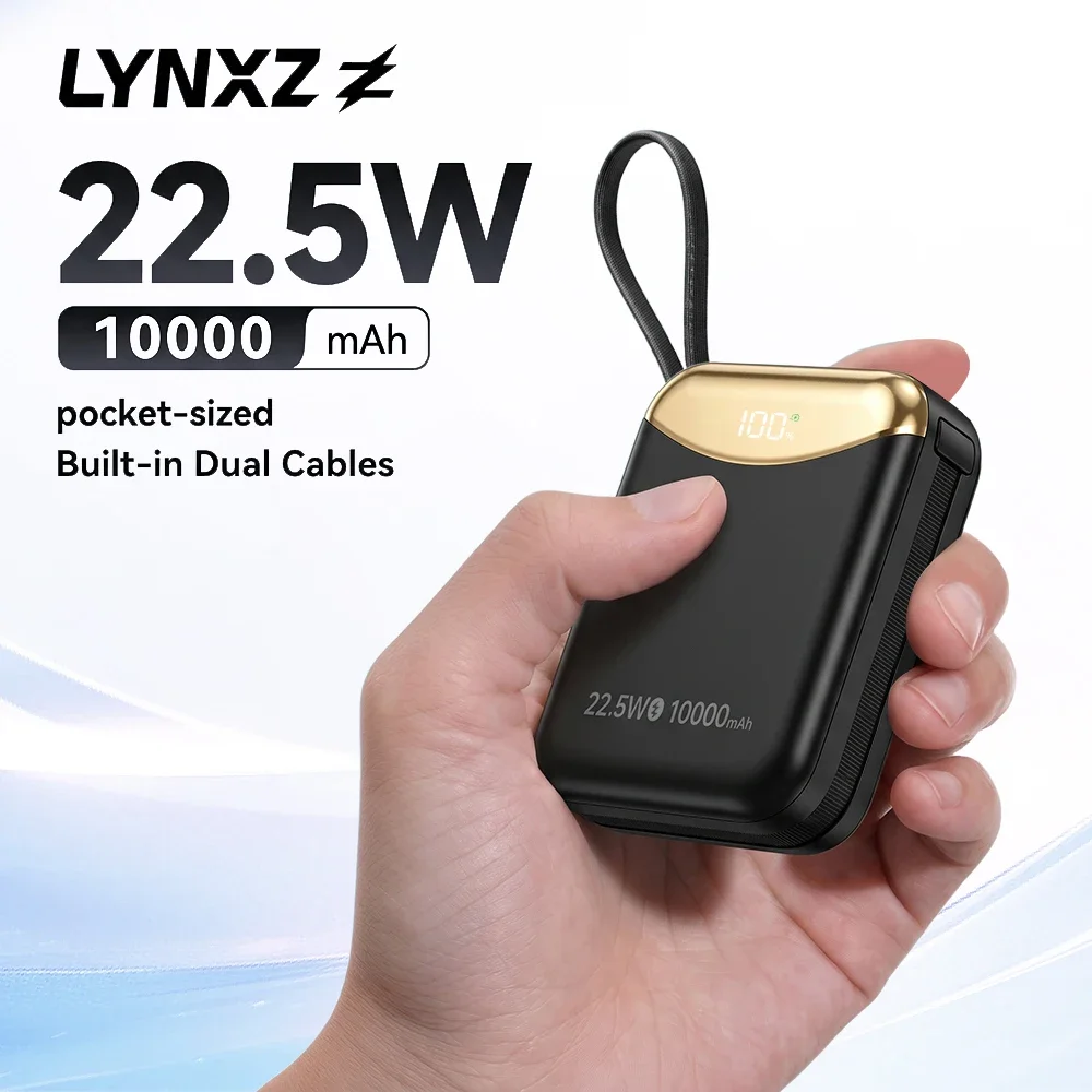 LYNXZ Mini Power Bank 10000mAh 22.5W Built In Cable Digital Display Small Portable Charger Pocket Battery For iPhone Samsung
LYNXZ Mini Power Bank 10000mAh 22.5W Built In Cable Digital Display Small Portable Charger Pocket Battery For iPhone Samsung