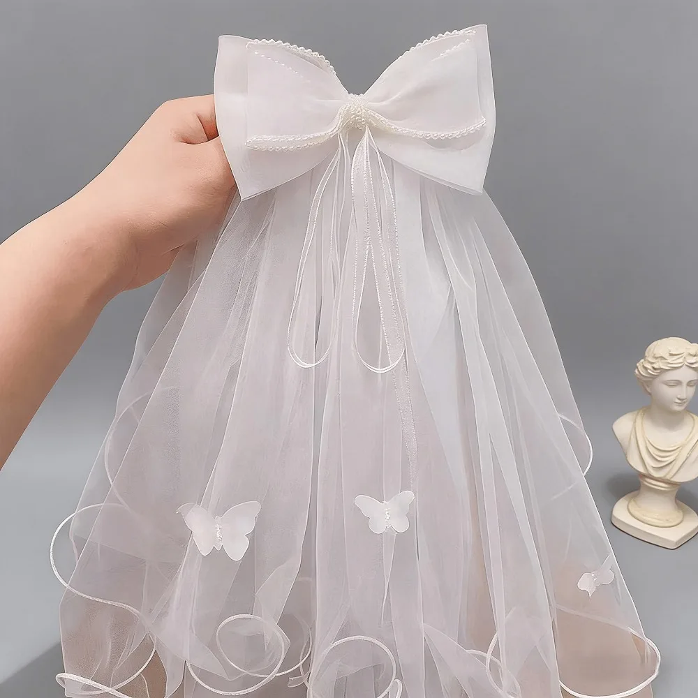 Cute Short Wedding Veils Two Layers Beaded wih Bow Butterfly Appliques Cute Edge Marrige Accessories
Cute Short Wedding Veils Two Layers Beaded wih Bow Butterfly Appliques Cute Edge Marrige Accessories