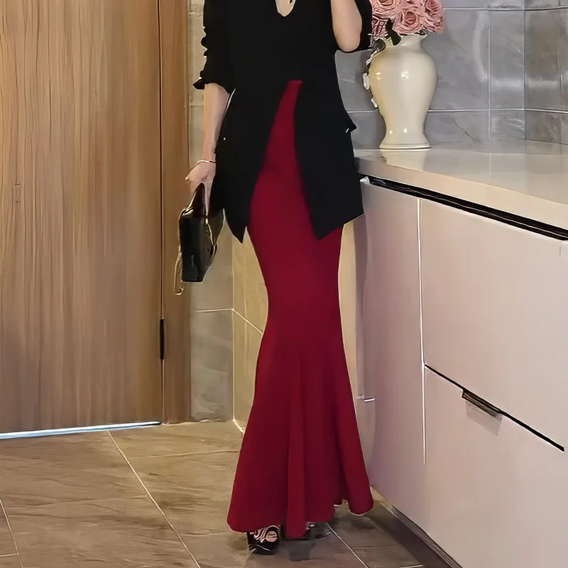 Elegant Red High Waist Loose Women's Skirt Fashionable Casual Style Midi Dress Polyester Fiber Slimming A-Line Skirt
Elegant Red High Waist Loose Women's Skirt Fashionable Casual Style Midi Dress Polyester Fiber Slimming A-Line Skirt