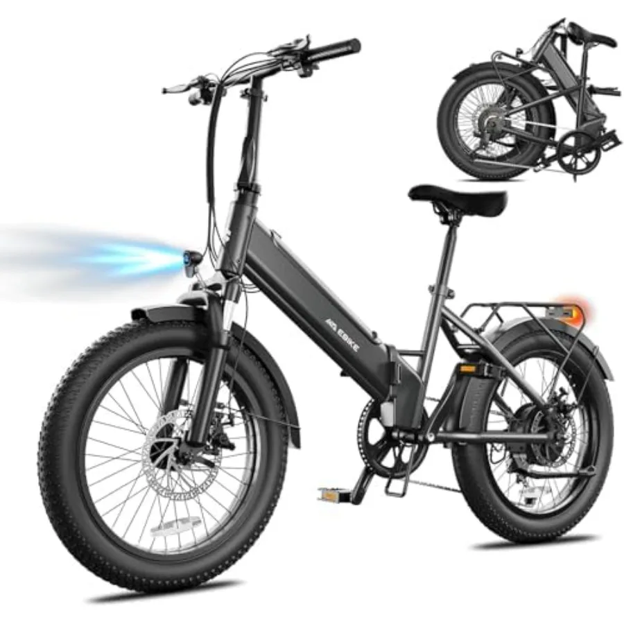 Commute e-bike with 20-inch fat tires aluminum alloy frame black color 1200W motor 28MPH speed 55-mile range foldable design re
Commute e-bike with 20-inch fat tires aluminum alloy frame black color 1200W motor 28MPH speed 55-mile range foldable design re