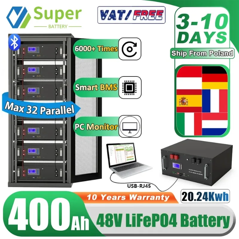【Best Sale】LiFePO4 48V 400Ah 20Kwh Battery 6500 Cycles 51.2V 100Ah 120Ah 150Ah 200Ah 300Ah 600Ah Lithium Solar Energy Storage AK
【Best Sale】LiFePO4 48V 400Ah 20Kwh Battery 6500 Cycles 51.2V 100Ah 120Ah 150Ah 200Ah 300Ah 600Ah Lithium Solar Energy Storage AK