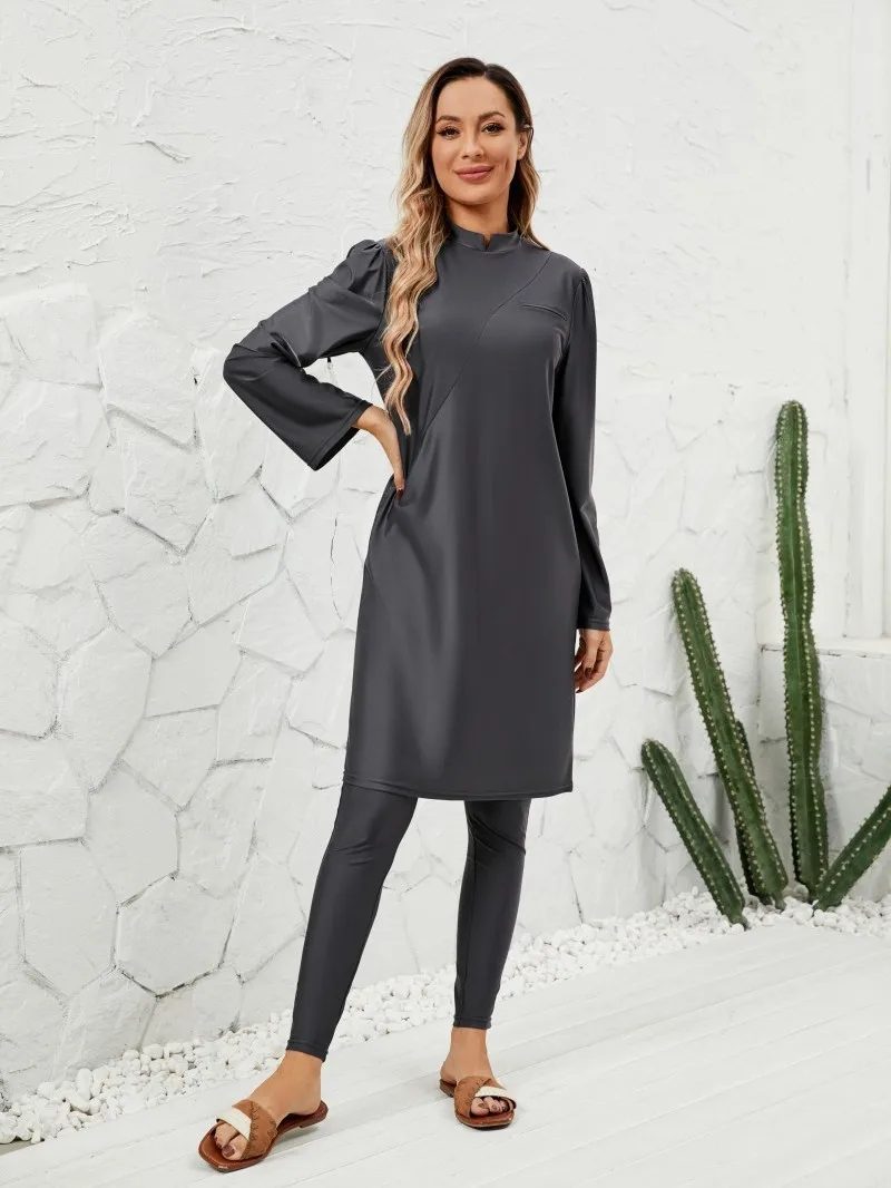 Мусульманский повседневный исламский купальник для женщин из Дубая, комплект из 3 предметов: платье-купальник с круглым вырезом и длинными рукавами, с зеленым краем, в стиле платья, с головным убором
Мусульманский повседневный исламский купальник для женщин из Дубая, комплект из 3 предметов: платье-купальник с круглым вырезом и длинными рукавами, с зеленым краем, в стиле платья, с головным убором