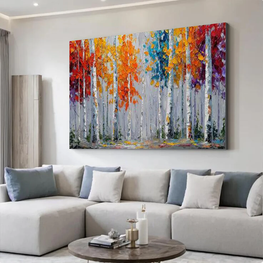 Large Abstract Forest Wall Art 100% Handmade Colorful Birch Tree Oil Painting Modern Canvas Textured Impasto Landscape
Large Abstract Forest Wall Art 100% Handmade Colorful Birch Tree Oil Painting Modern Canvas Textured Impasto Landscape