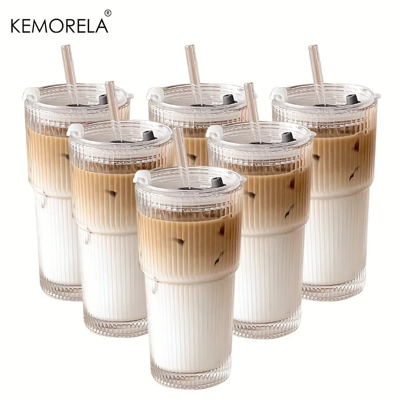 KEMORELA 4/6 шт. большая вместительная стеклянная чашка в вертикальную полоску с крышкой и соломой, чашка для холодных напитков, чашка для сока, кофе, подходит в качестве подарков
KEMORELA 4/6 шт. большая вместительная стеклянная чашка в вертикальную полоску с крышкой и соломой, чашка для холодных напитков, чашка для сока, кофе, подходит в качестве подарков
