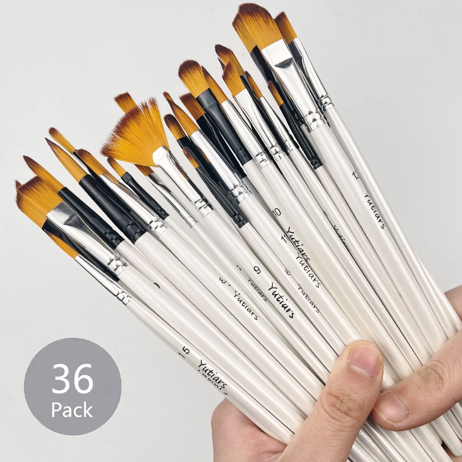 36-Pack Artist Paint Brushes Set, Premium Wood Handle with Nylon Bristles, Includes Round, Filbert, Flat, Angle for Acrylic, Oil
36-Pack Artist Paint Brushes Set, Premium Wood Handle with Nylon Bristles, Includes Round, Filbert, Flat, Angle for Acrylic, Oil