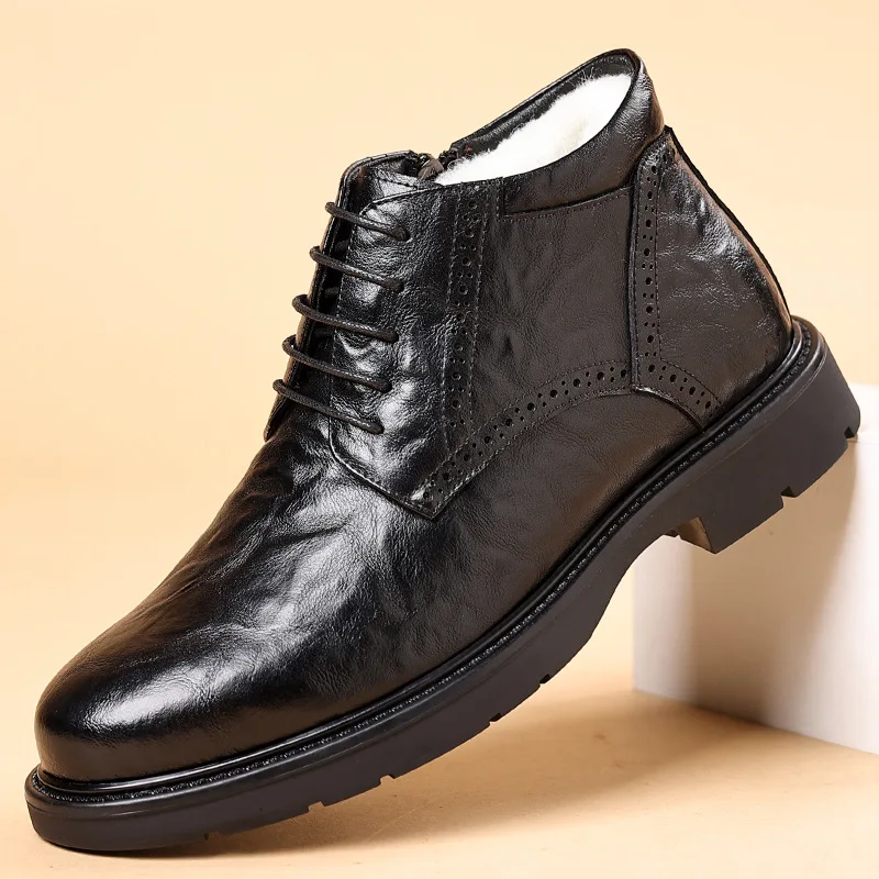 Men High Top Warm Leather Shoes Business Dress Hand Grip Pattern Thick Bottom Plush Cotton Leather Winter Plush Cotton Shoes
Men High Top Warm Leather Shoes Business Dress Hand Grip Pattern Thick Bottom Plush Cotton Leather Winter Plush Cotton Shoes