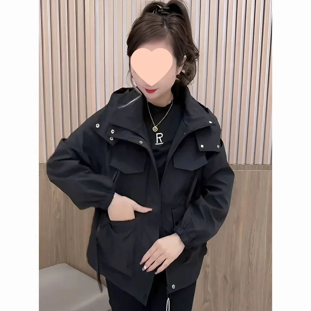 European hooded frock jacket women's short spring autumn new big pocket coat Female fashion Outwear Anchorage red Overwear tide
European hooded frock jacket women's short spring autumn new big pocket coat Female fashion Outwear Anchorage red Overwear tide