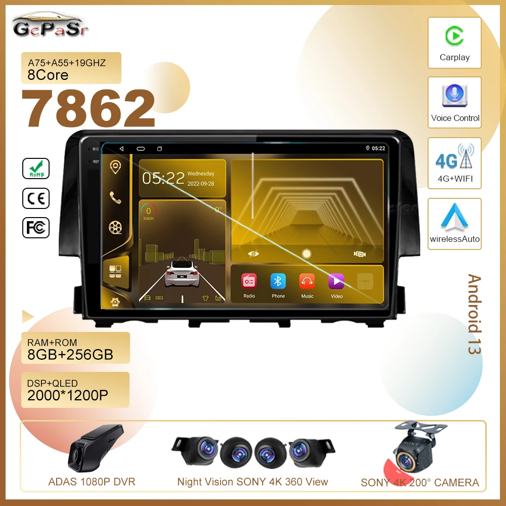 Android 13 For Honda Civic 2016 2017 IPS Screen Car 5G wifi Dvd Stereo Multimedia Player GPS Navigation High-performance 2din
Android 13 For Honda Civic 2016 2017 IPS Screen Car 5G wifi Dvd Stereo Multimedia Player GPS Navigation High-performance 2din