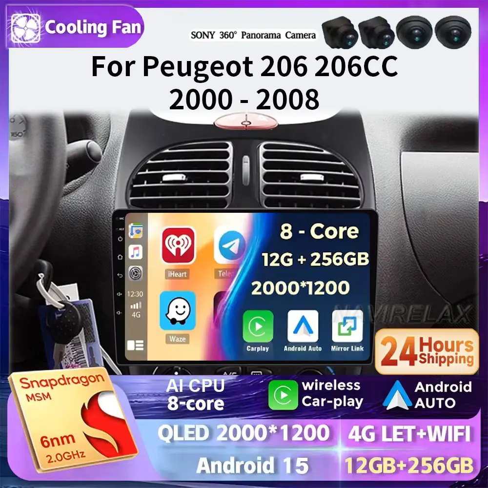 Автомобильный радиоприемник для Peugeot 206 206CC 206SW 2001-2008, беспроводной CarPlay Android 15, автомобильные интеллектуальные системы No 2 din 2din DVD
Автомобильный радиоприемник для Peugeot 206 206CC 206SW 2001-2008, беспроводной CarPlay Android 15, автомобильные интеллектуальные системы No 2 din 2din DVD