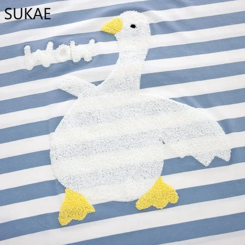 EE01 Korean Big White Swan Embroidery Sleepshirt for Women Summer Short Sleeve Long Nightgowns Mid-Calf Gowns Blue Strip NigIo0!
EE01 Korean Big White Swan Embroidery Sleepshirt for Women Summer Short Sleeve Long Nightgowns Mid-Calf Gowns Blue Strip NigIo0!