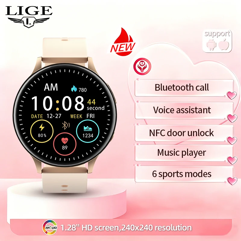 LIGE 2026 Women's Smart Watch Heart Rate Monitor NFC Door Unlock Bluetooth Call Music Voice Assistant Smartwatch For Android IOS
LIGE 2026 Women's Smart Watch Heart Rate Monitor NFC Door Unlock Bluetooth Call Music Voice Assistant Smartwatch For Android IOS