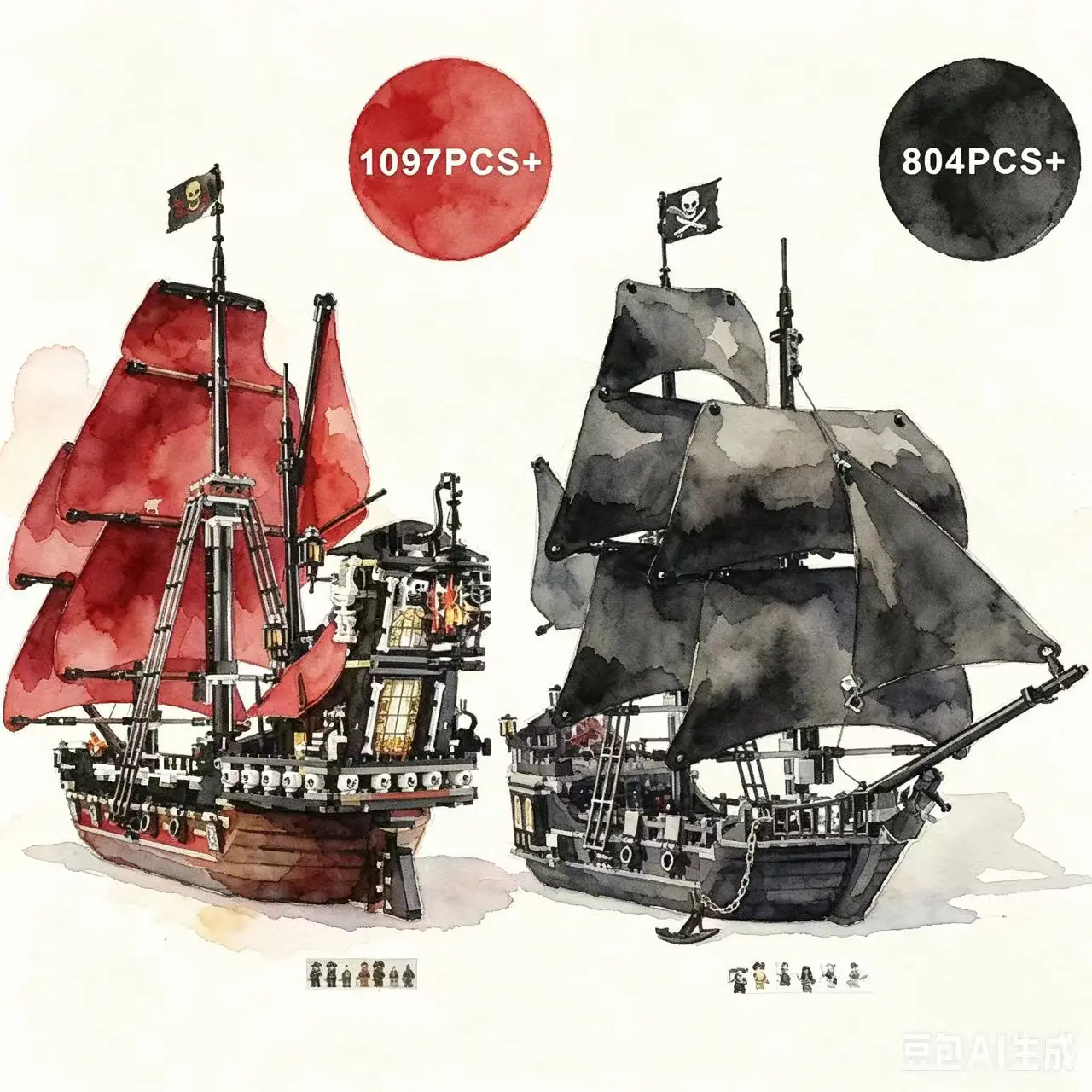 Pirates The Black Pearl And Queen Anne's Revenge Ship Building Block Model Assemble Bricks Toys Kids Gifts Fit MOC 16006 16009
Pirates The Black Pearl And Queen Anne's Revenge Ship Building Block Model Assemble Bricks Toys Kids Gifts Fit MOC 16006 16009