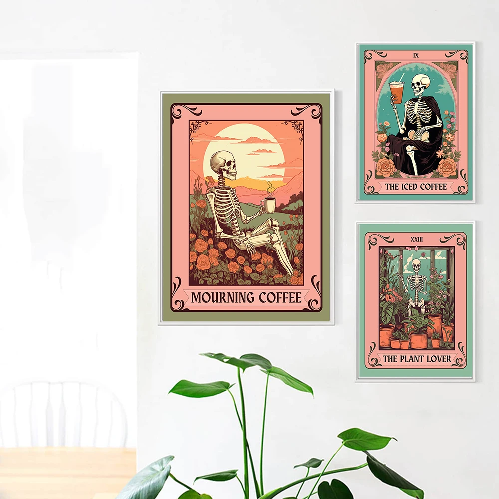 Skeleton Drink Iced Coffee Tarot Card Posters Canvas Painting and Prints Halloween Witchy Wall Art Picture for Room Home Decor
Skeleton Drink Iced Coffee Tarot Card Posters Canvas Painting and Prints Halloween Witchy Wall Art Picture for Room Home Decor