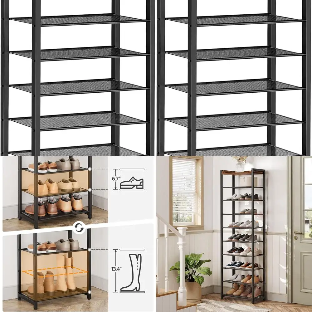 Compact 10-Tier Shoe Organizer, 20.5 Long, Holds 18-20 Pairs, Rustic Brown, Ideal for Entryways and Living Rooms
Compact 10-Tier Shoe Organizer, 20.5 Long, Holds 18-20 Pairs, Rustic Brown, Ideal for Entryways and Living Rooms