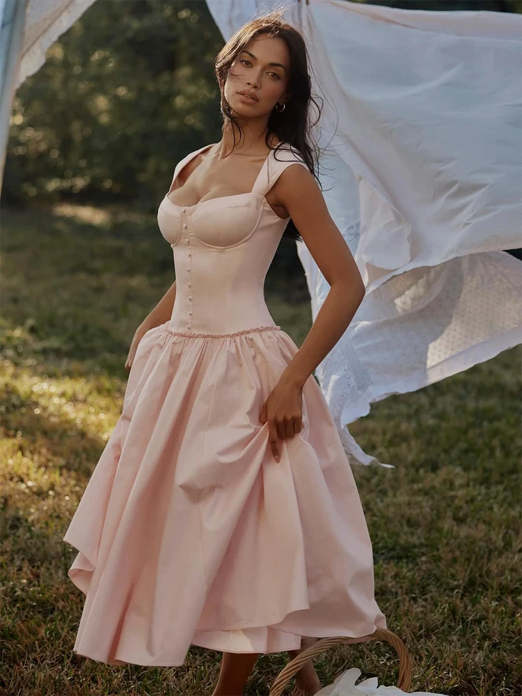 Solid Square Necklinecorset Style Midi Dress Fashion Pink A Line Mini Dresses 2026 Summer New Lady Elegant Casual Street Outfits
Solid Square Necklinecorset Style Midi Dress Fashion Pink A Line Mini Dresses 2026 Summer New Lady Elegant Casual Street Outfits