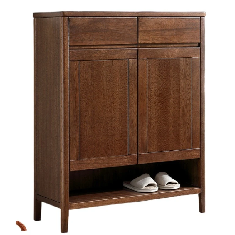 Pure solid wood shoe cabinet, simple modern household door walnut small apartment entrance cabinet
Pure solid wood shoe cabinet, simple modern household door walnut small apartment entrance cabinet