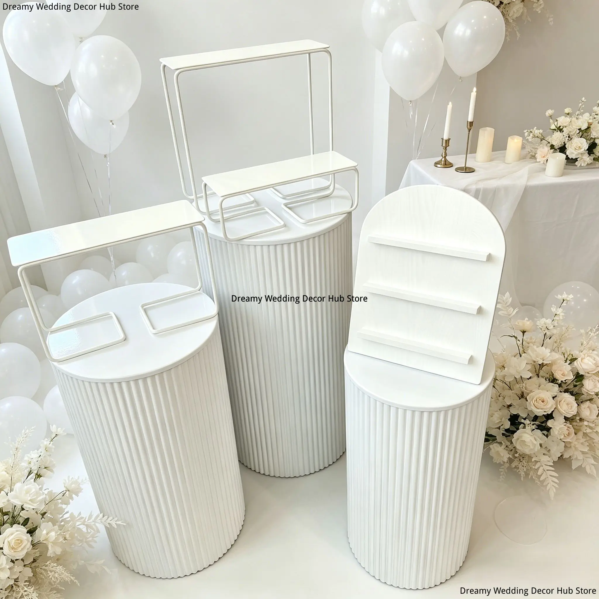 7 Pieces Set Dessert Cake Stand White Metal Cylinder with Wavy Columns Modern Ins Style for Wedding Xmas Party Candy Table Decor
7 Pieces Set Dessert Cake Stand White Metal Cylinder with Wavy Columns Modern Ins Style for Wedding Xmas Party Candy Table Decor