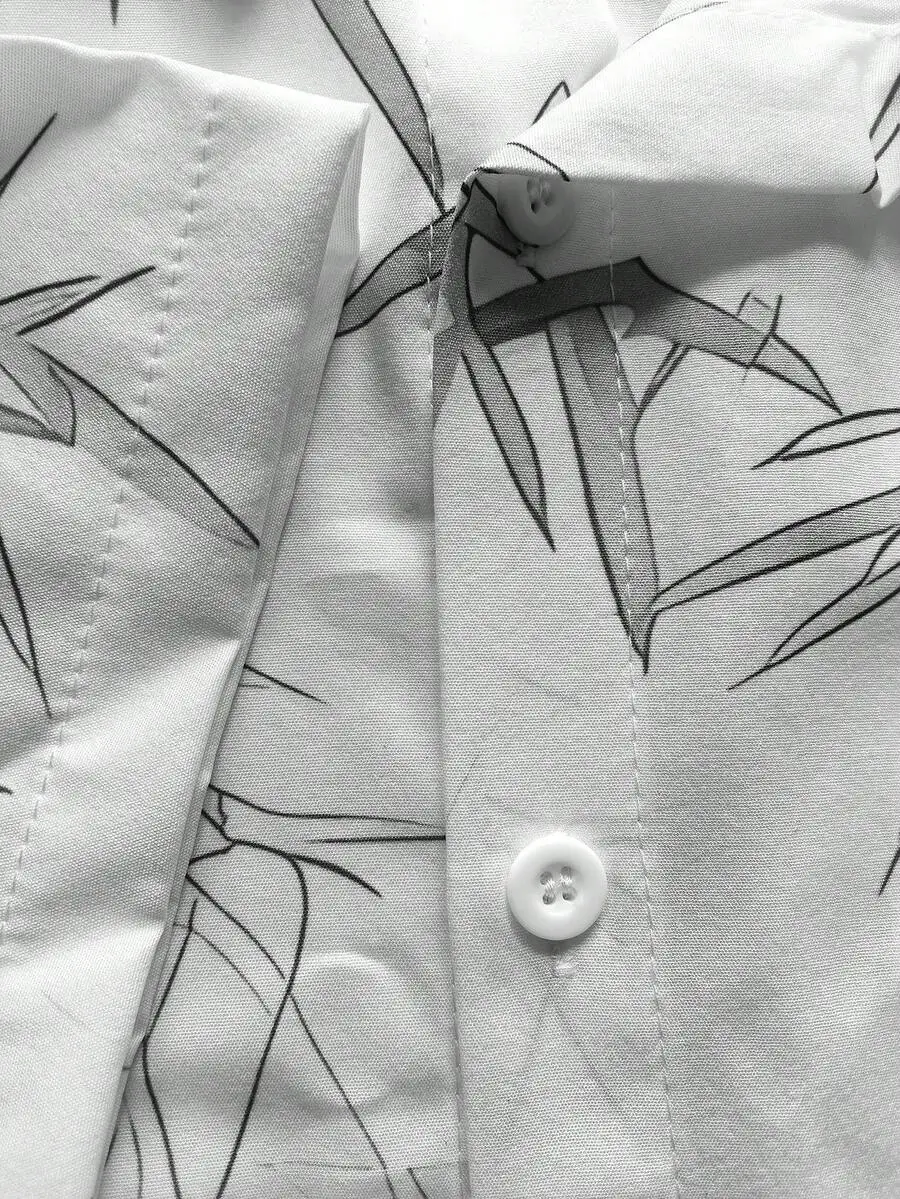 Mens Bamboo Leaf Print Lightweight Loose Short Sleeve Button Down Shirt
Mens Bamboo Leaf Print Lightweight Loose Short Sleeve Button Down Shirt