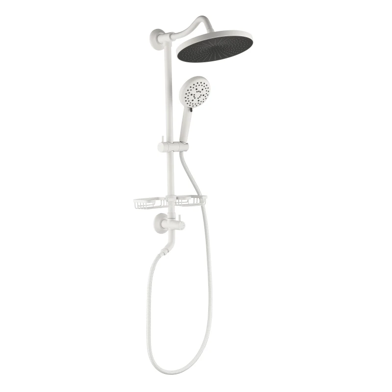 ShowerSpas Shower System, with 10" Rain Showerhead, 4-Function Hand Shower, Adjustable Slide Bar and Soap Dish
ShowerSpas Shower System, with 10" Rain Showerhead, 4-Function Hand Shower, Adjustable Slide Bar and Soap Dish
