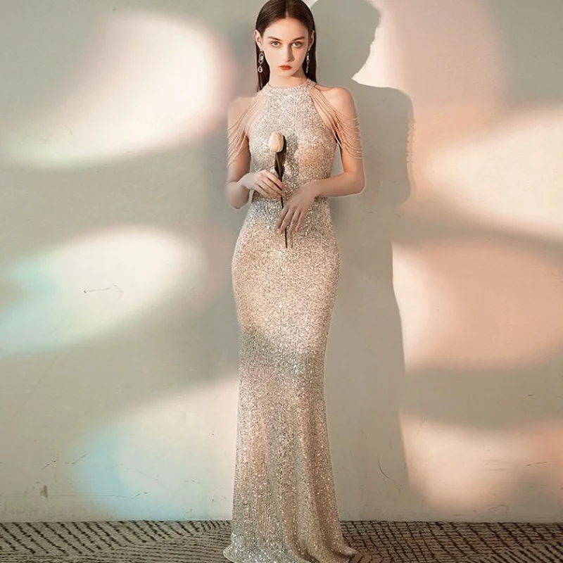 Champagne Colored Evening Gown for Women Wedding Dr Banquet Drinking Ceremony Luxury Fi Tail Sequin Host Ele
Champagne Colored Evening Gown for Women Wedding Dr Banquet Drinking Ceremony Luxury Fi Tail Sequin Host Ele