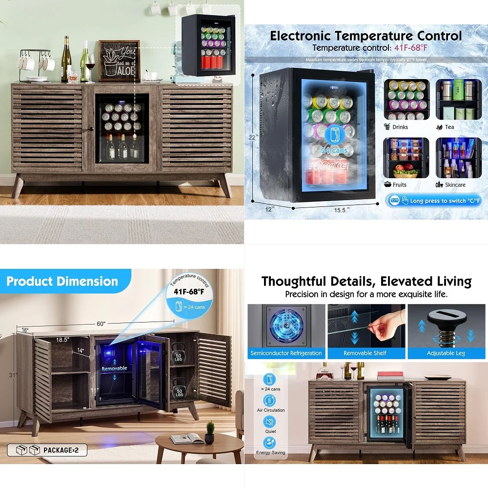 60 Farmhouse Coffee Bar Cabinet with Mini Fridge Space, Wine Bar Cabinet with Storage amp Adjustable Shelves, Buffet Sideboard
60 Farmhouse Coffee Bar Cabinet with Mini Fridge Space, Wine Bar Cabinet with Storage amp Adjustable Shelves, Buffet Sideboard